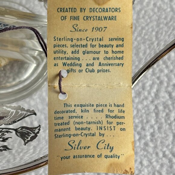 Sterling Silver on Clear Glass Flanders Poppy Divided Glass Dish - Picture 9 of 12